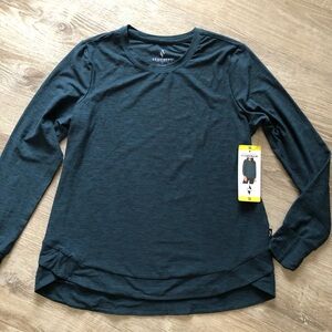 NWT Skechers  Women's  Teal Long Sleeve Crewneck tunic Top size Small